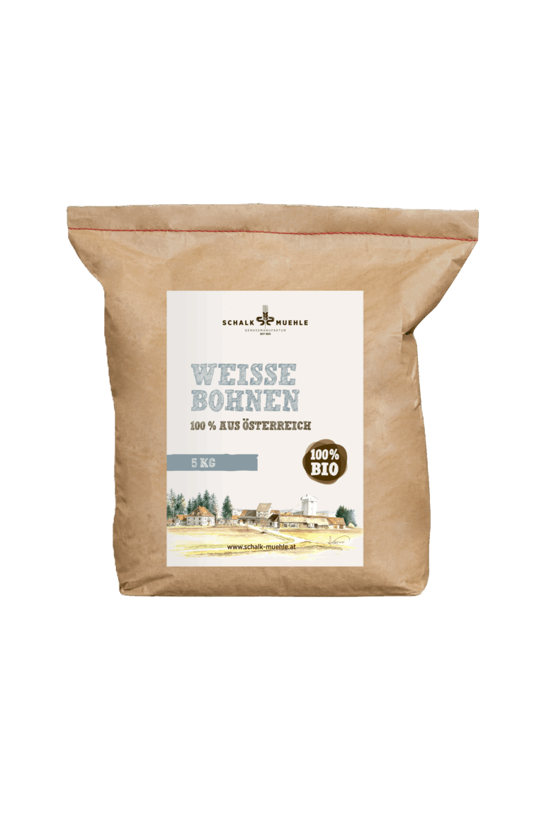 Schalk Mühle Bio weiße Bohnen im 5-kg-Kraftpapierbeutel, 100 % aus Österreich