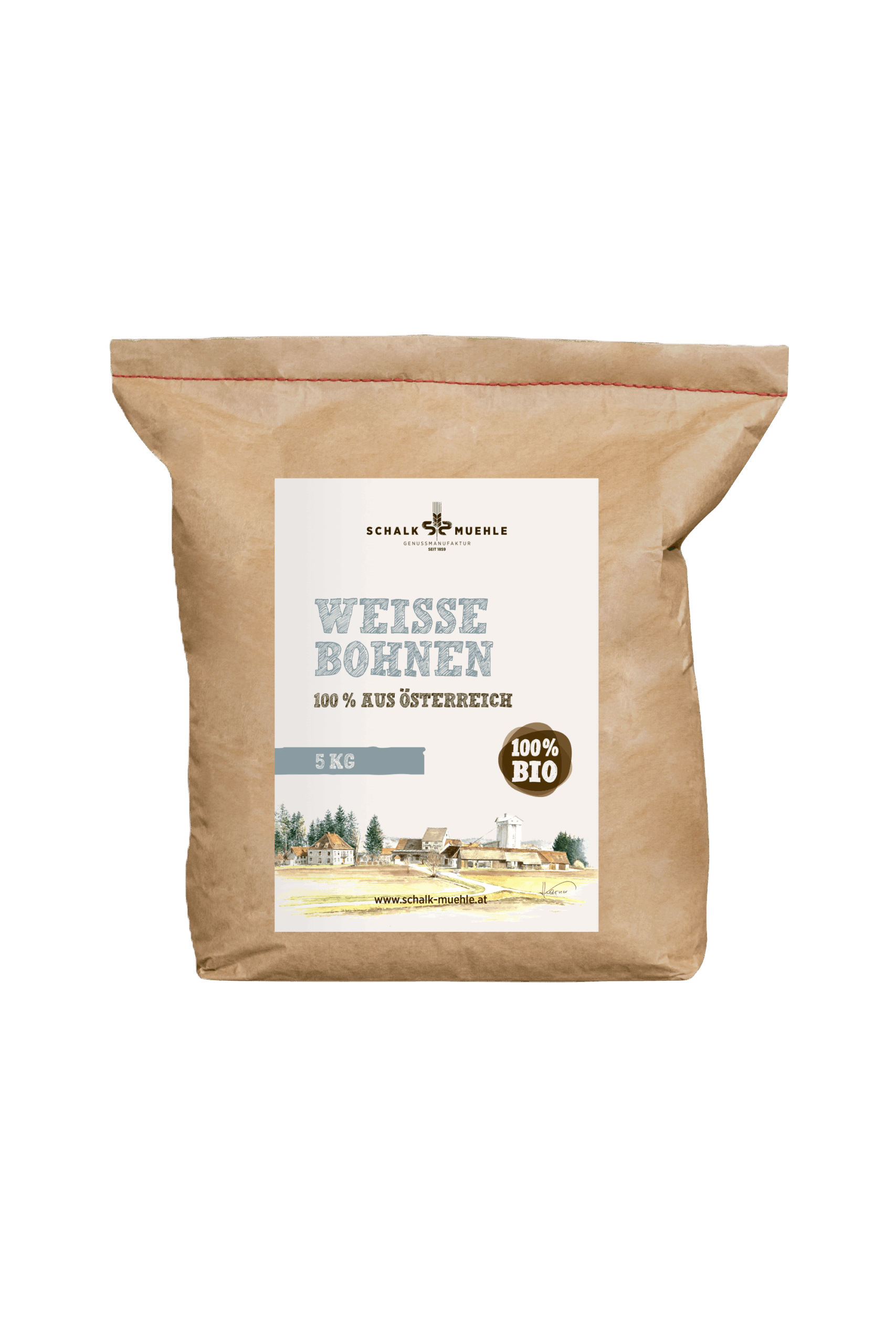 Schalk Mühle Bio weiße Bohnen im 5-kg-Kraftpapierbeutel, 100 % aus Österreich