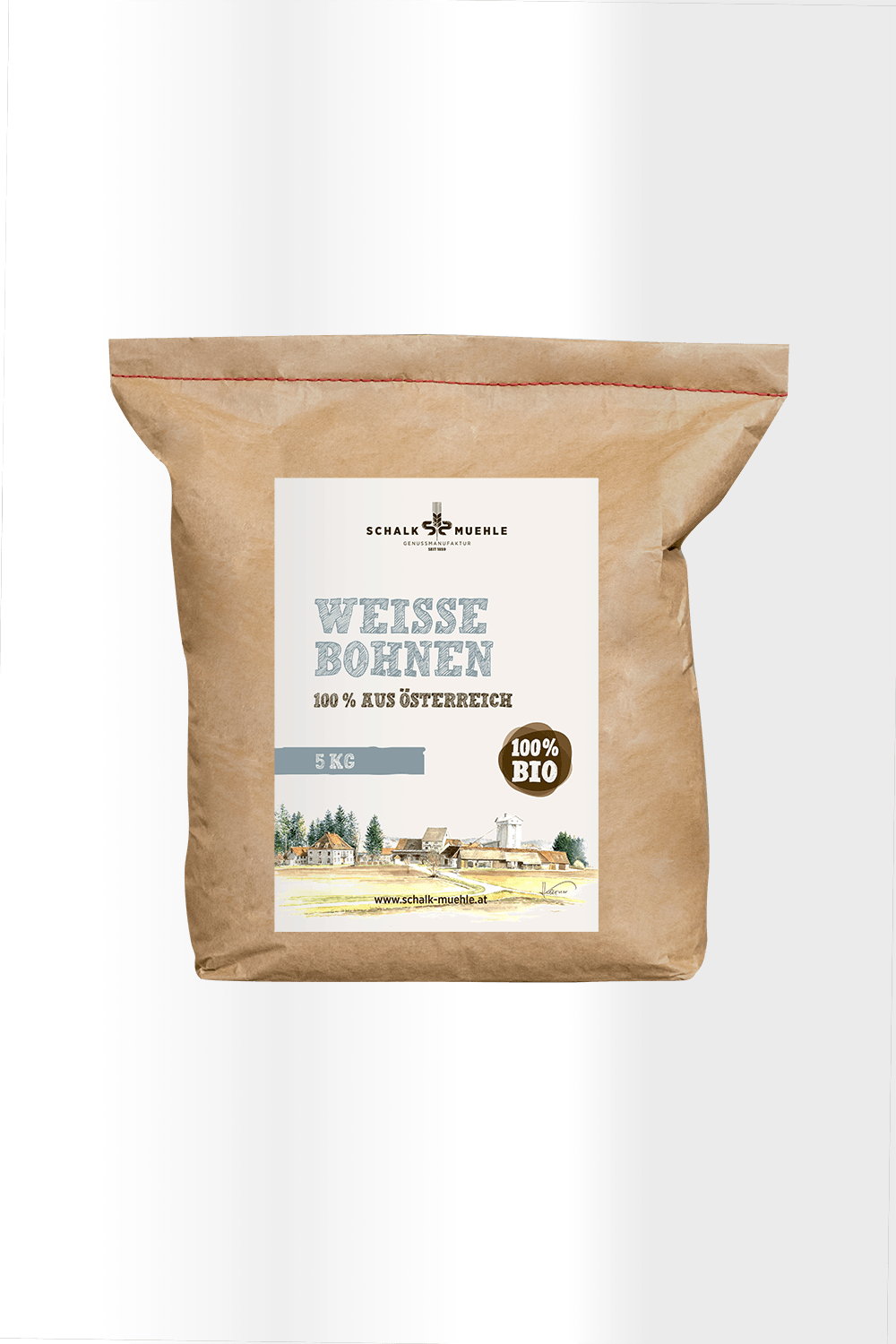 Schalk Mühle Bio Weiße Bohnen im 5-kg-Kraftpapierbeutel, 100 % aus Österreich