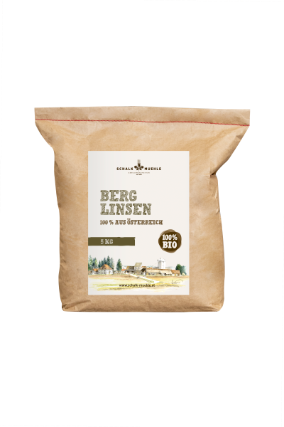 5 kg Kraftpapiersack Bio Berg Linsen aus Österreich der Schalk Mühle