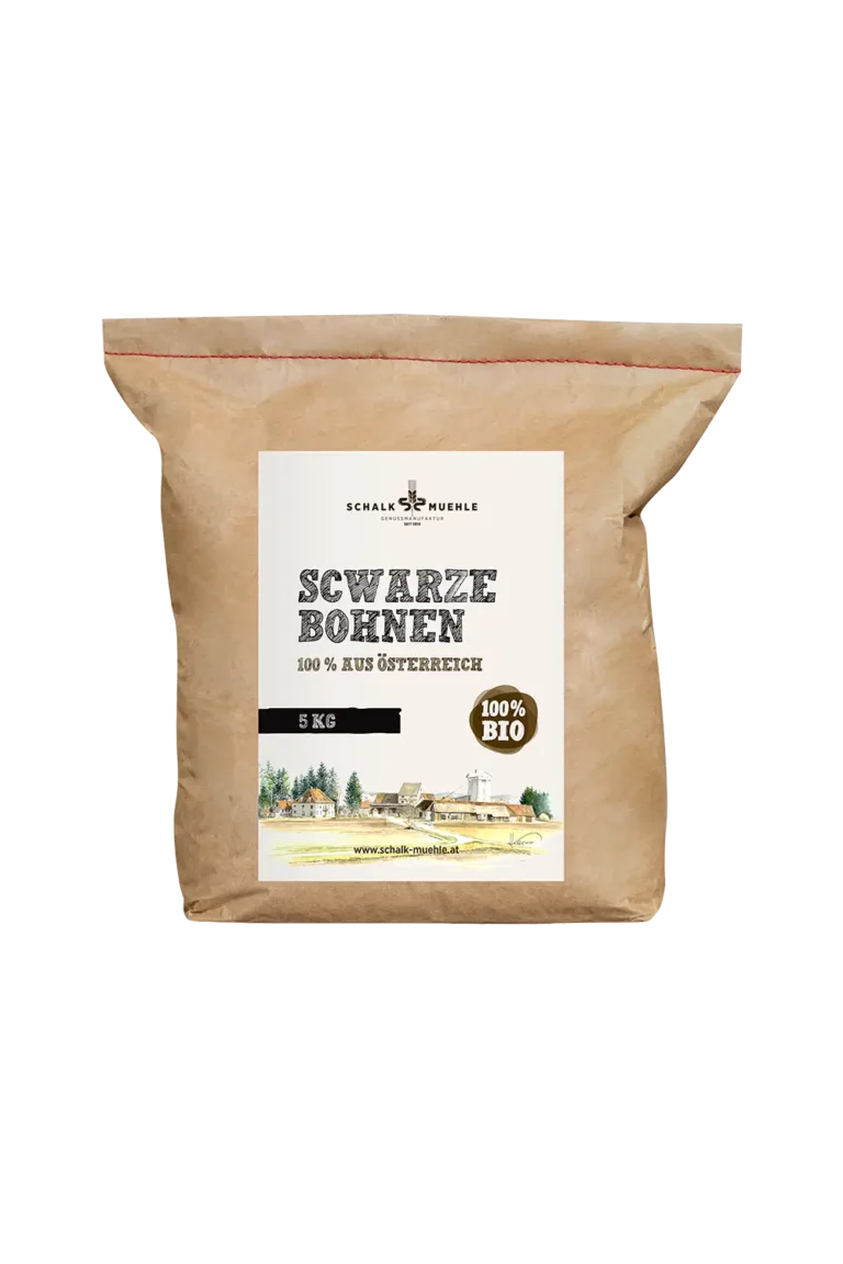 Schalk Mühle Bio Schwarze Bohnen im 5-kg-Kraftpapierbeutel, 100 % aus Österreich