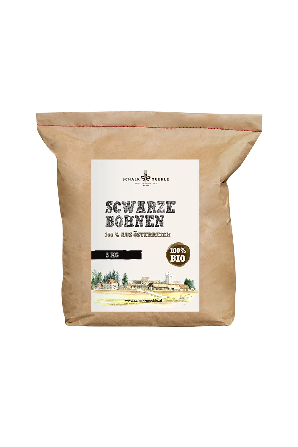 Schalk Mühle Bio Schwarze Bohnen im 5-kg-Kraftpapierbeutel, 100 % aus Österreich