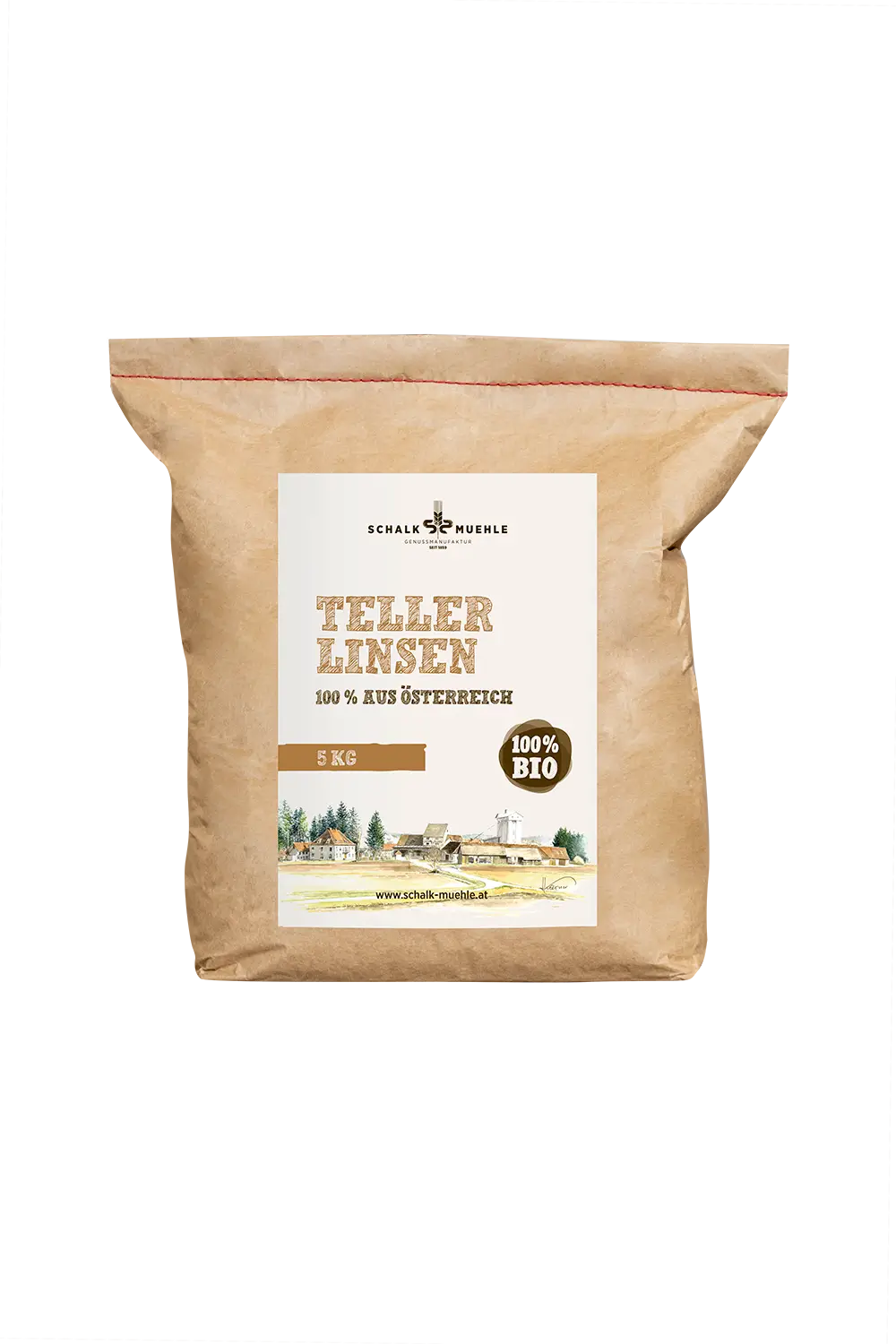 Schalk Mühle Bio Tellerlinsen im 5-kg-Kraftpapierbeutel, 100 % aus Österreich