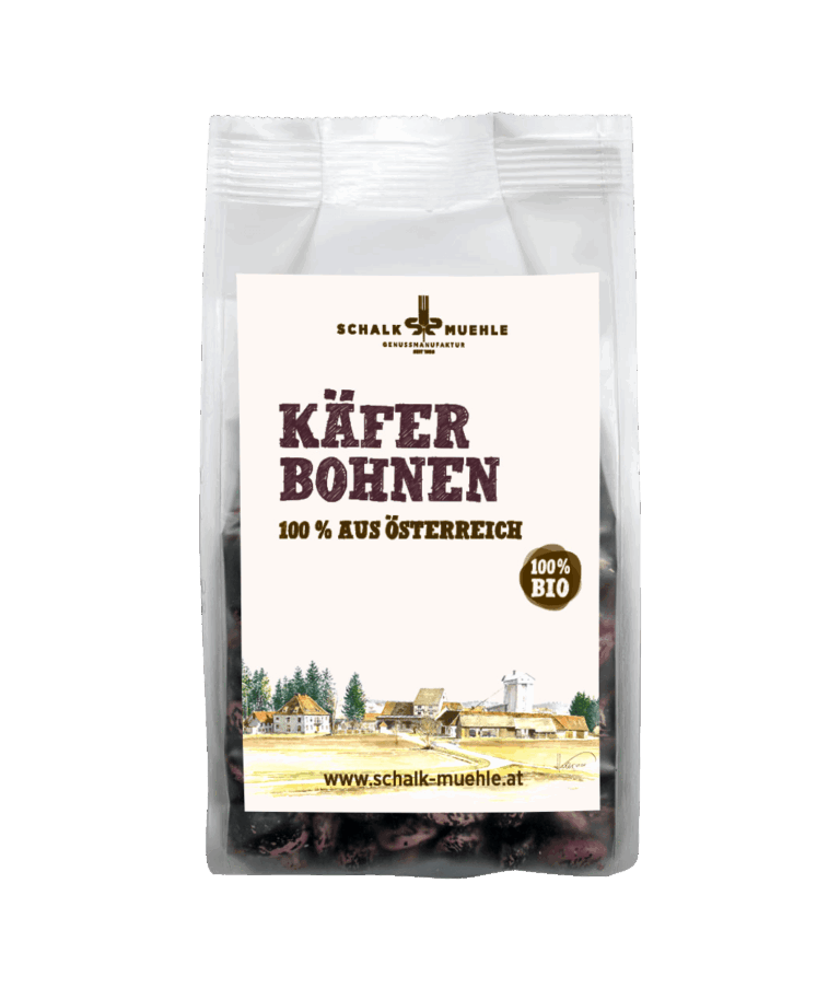Schalk Mühle Bio Käferbohnen 300 g, Vorderseite der Packung