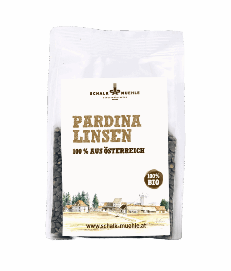Schalk Mühle Bio Pardina Linsen 300 g, Vorderseite der Packung