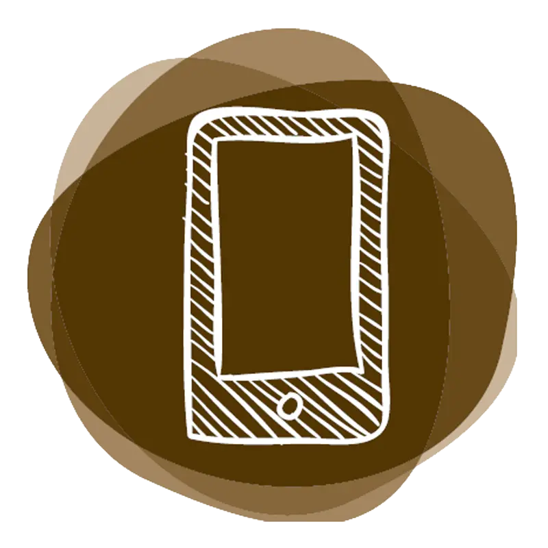 Illustrated icon of a smartphone in shades of brown, career benefit company phone at Schalk Mühle
