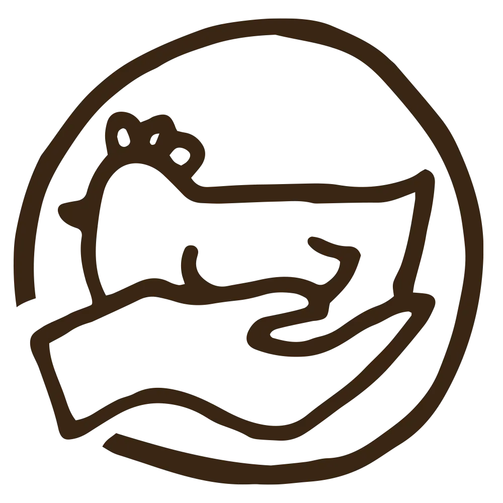 Hand-drawn vegan icon: hand with sprouting seedling in a circle