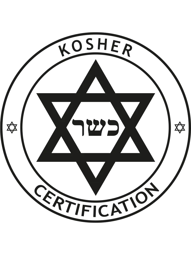 Kosher Certification Siegel mit Davidstern, schwarz-weißes Logo