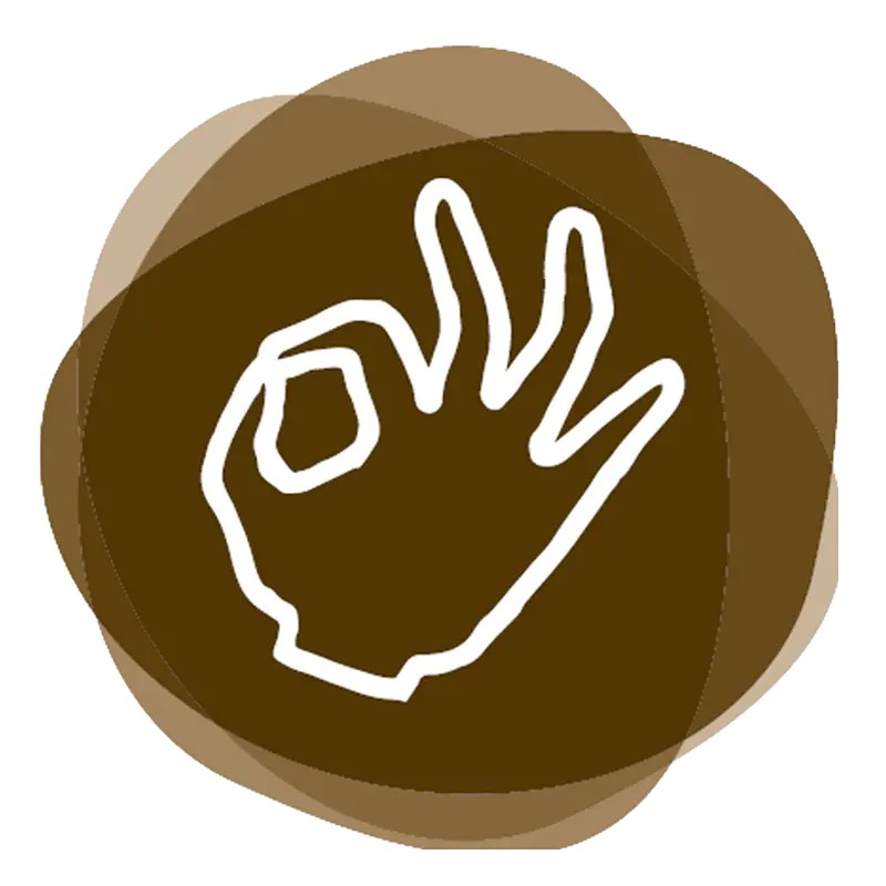Illustrated icon of a hand making an OK gesture in shades of brown, career benefit employee discounts