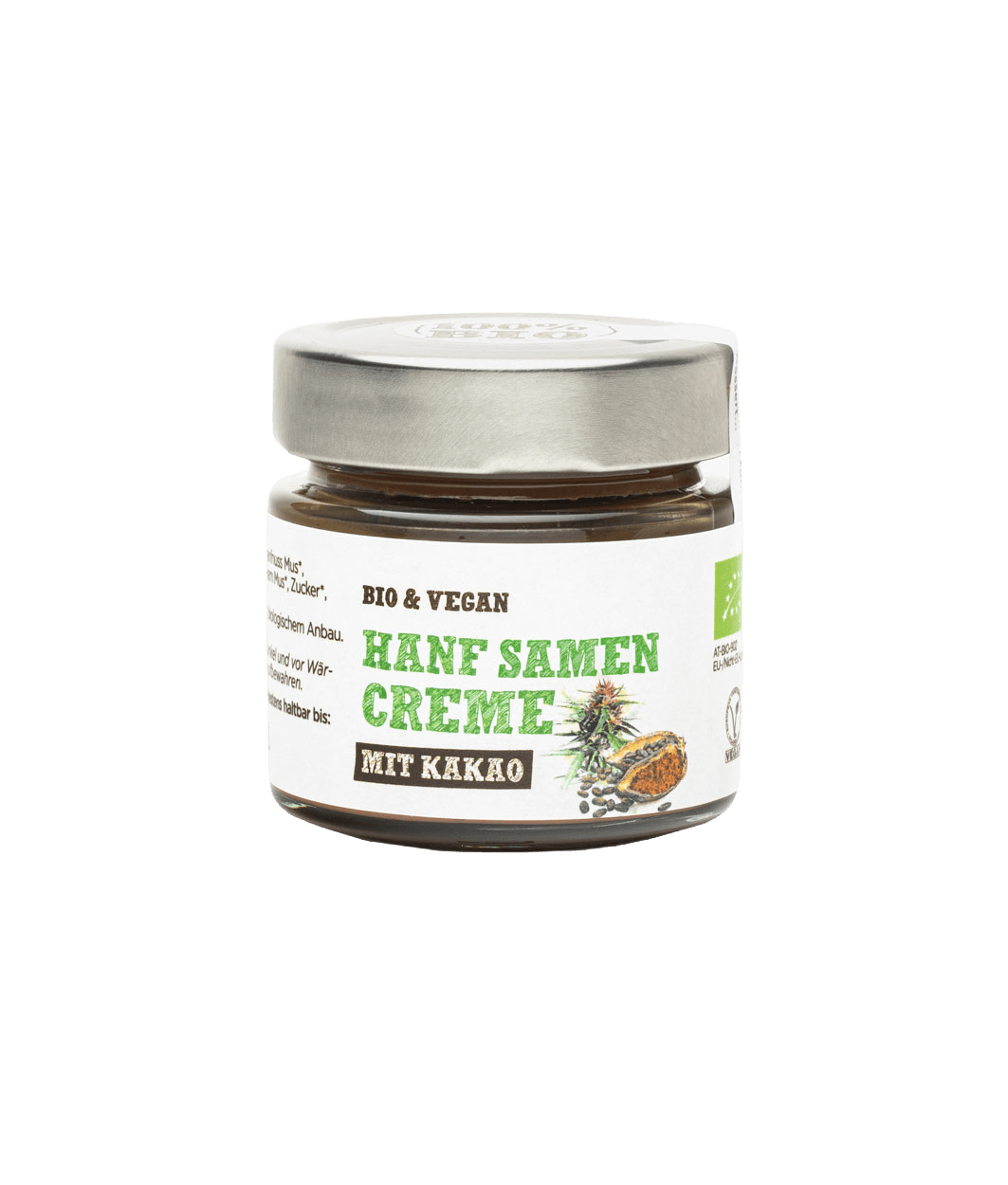 Schalk Mühle Organic Hemp Seed Spread with Cocoa, front of jar