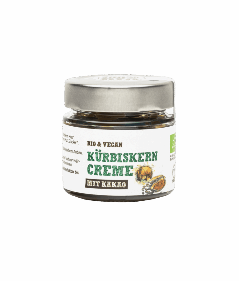 Schalk Mühle Bio Kürbiskern Creme mit Kakao, Vorderseite des Glases