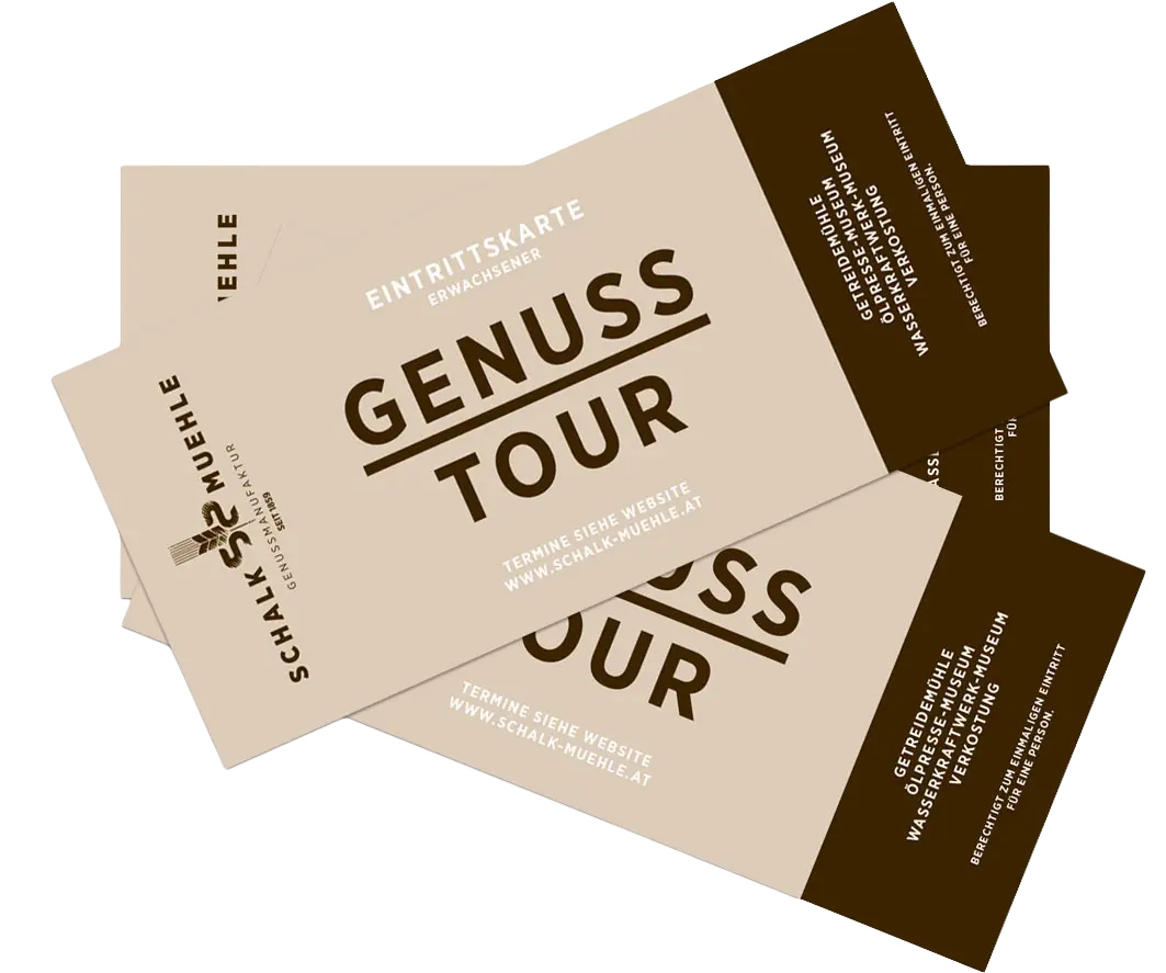 Zwei Eintrittskarten für die Genuss-Tour der Schalk Mühle