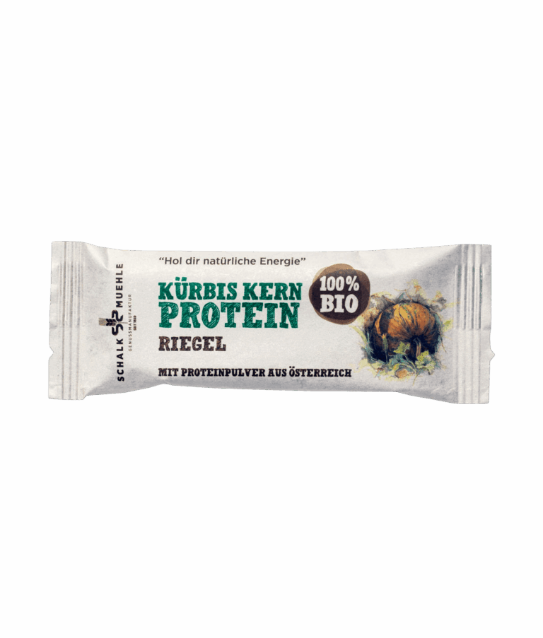 Schalk Mühle Bio Kürbis Kern Protein Riegel, Vorderseite der Verpackung