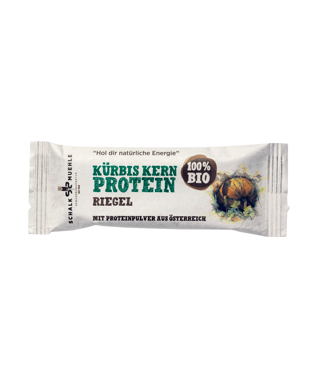 Schalk Mühle Organic Pumpkin Seed Protein Bar, front of packaging