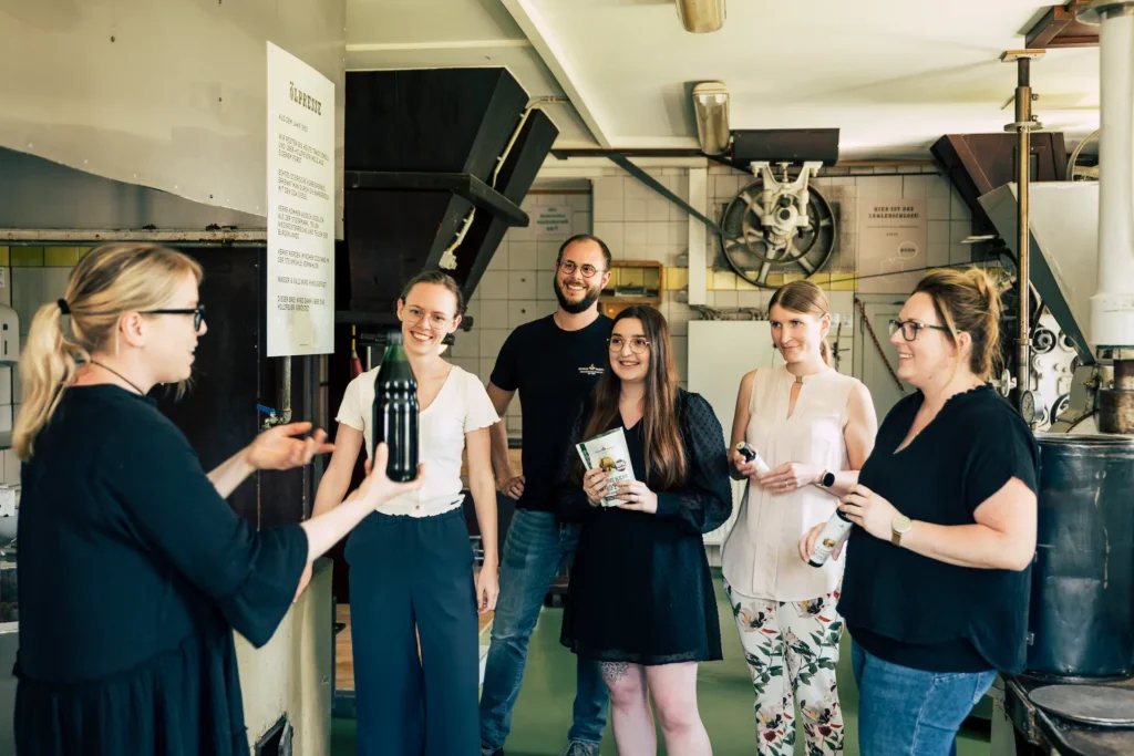 Tour at the oil press with pumpkin seed oil tasting at Schalk Mühle