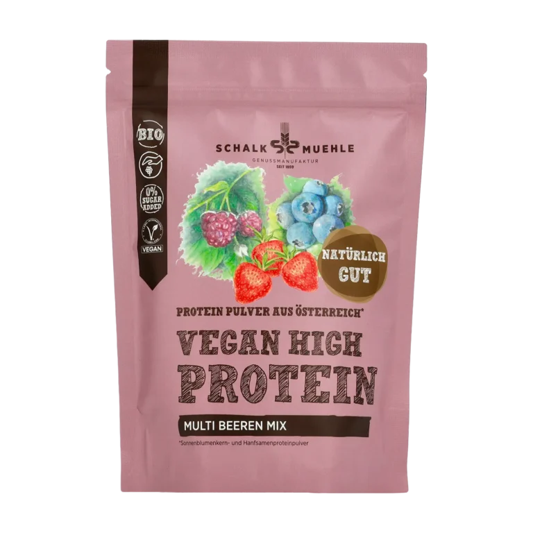 Schalk Mühle Vegan High Protein Multi Berry Mix Powder, front of package